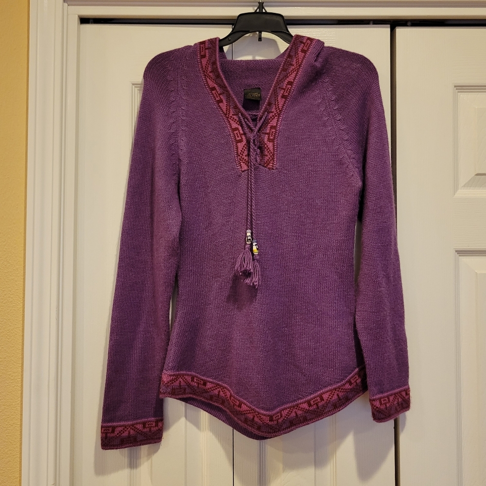 Casa Cusco Baby Alpaca Hooded Sweater Small